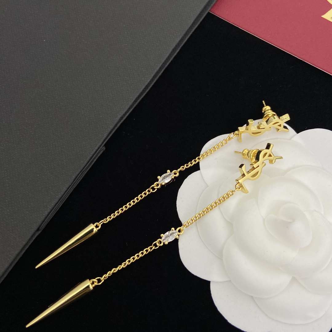 Saint Laurent YSL Logo Earrings - DesignerGu