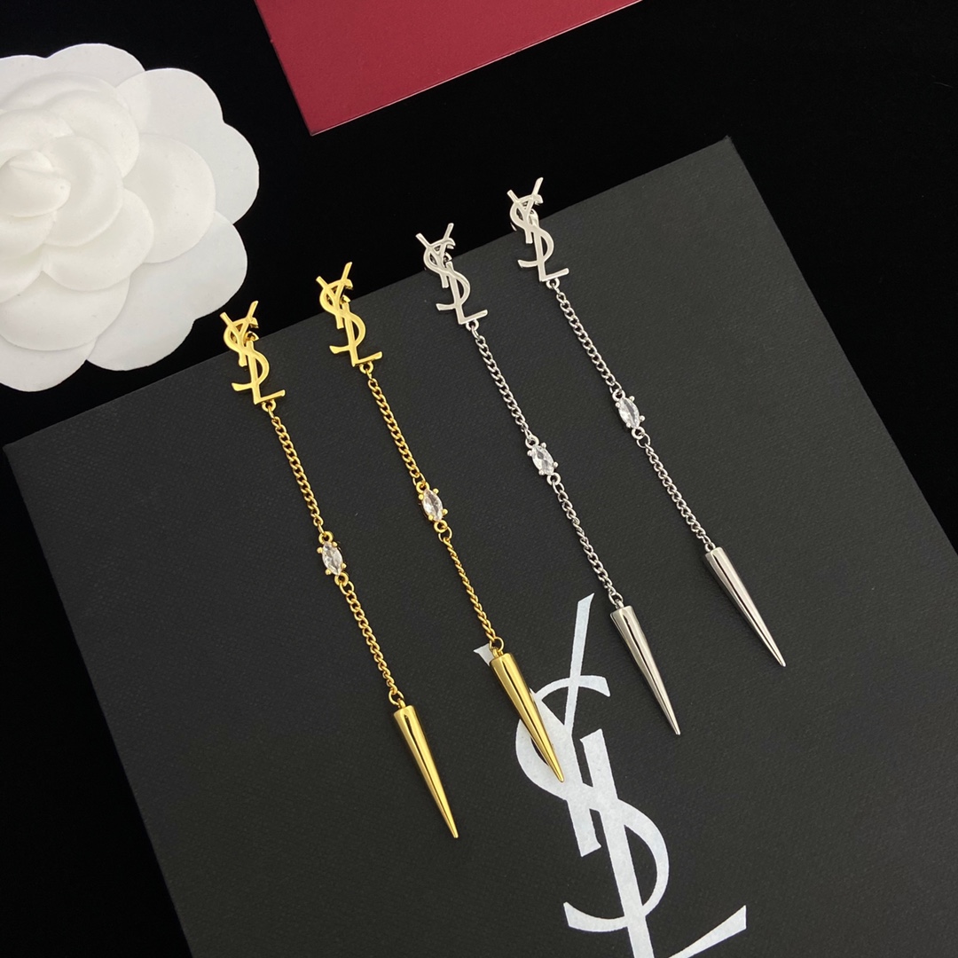 Saint Laurent YSL Logo Earrings - DesignerGu