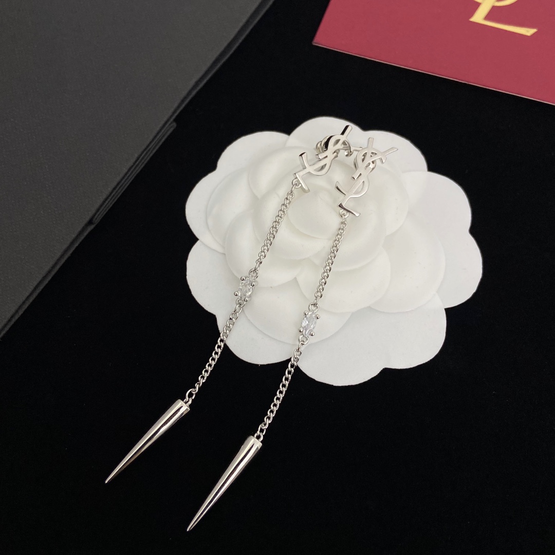 Saint Laurent YSL Logo Earrings - DesignerGu