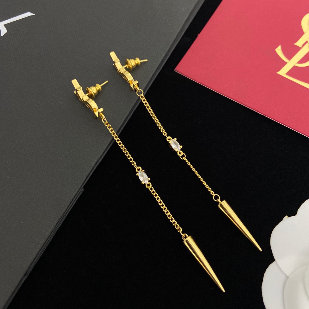 Saint Laurent YSL Logo Earrings - DesignerGu