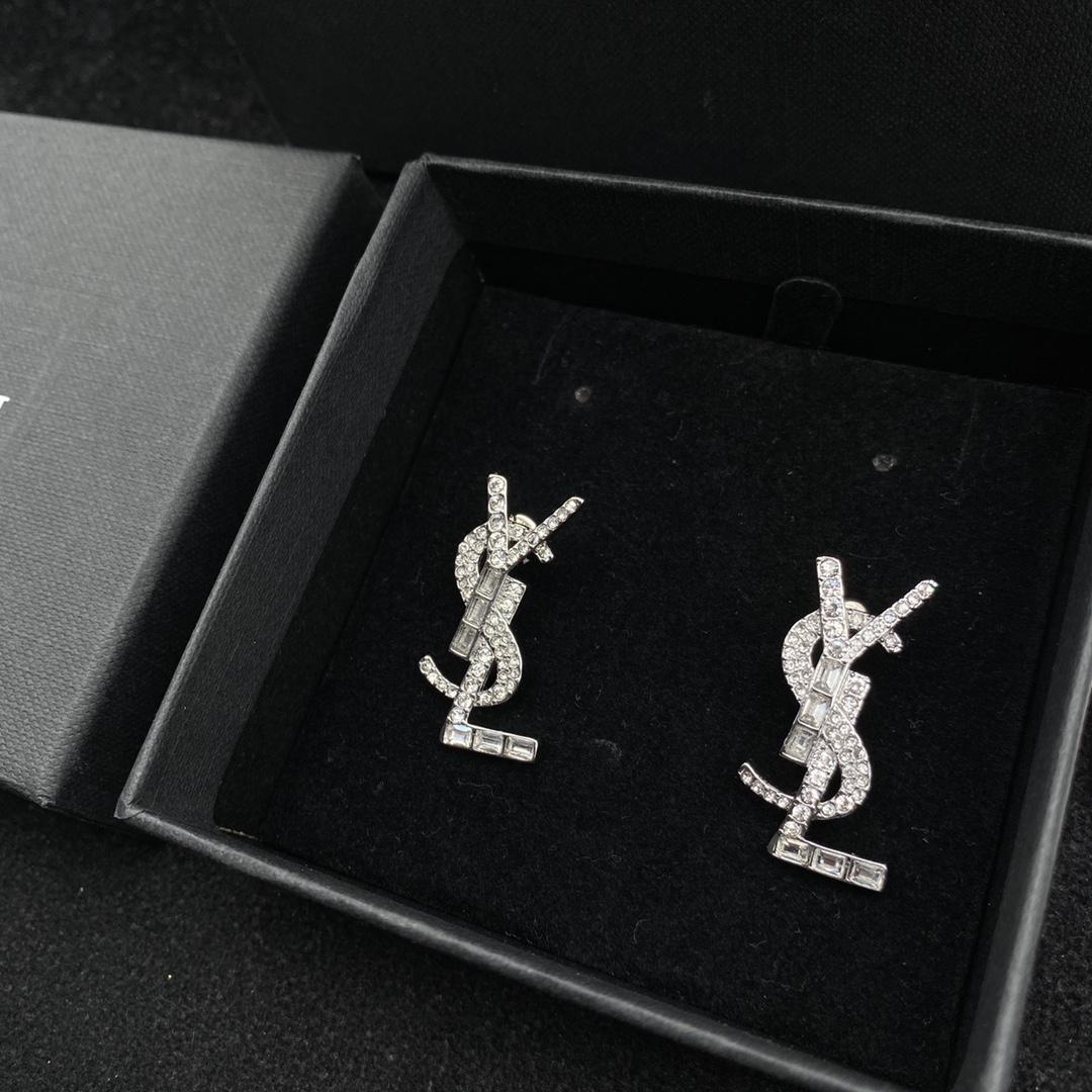 Saint Laurent YSL Logo Earrings - DesignerGu