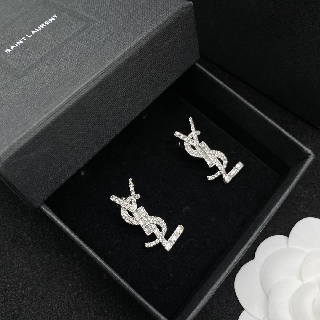 Saint Laurent YSL Logo Earrings - DesignerGu