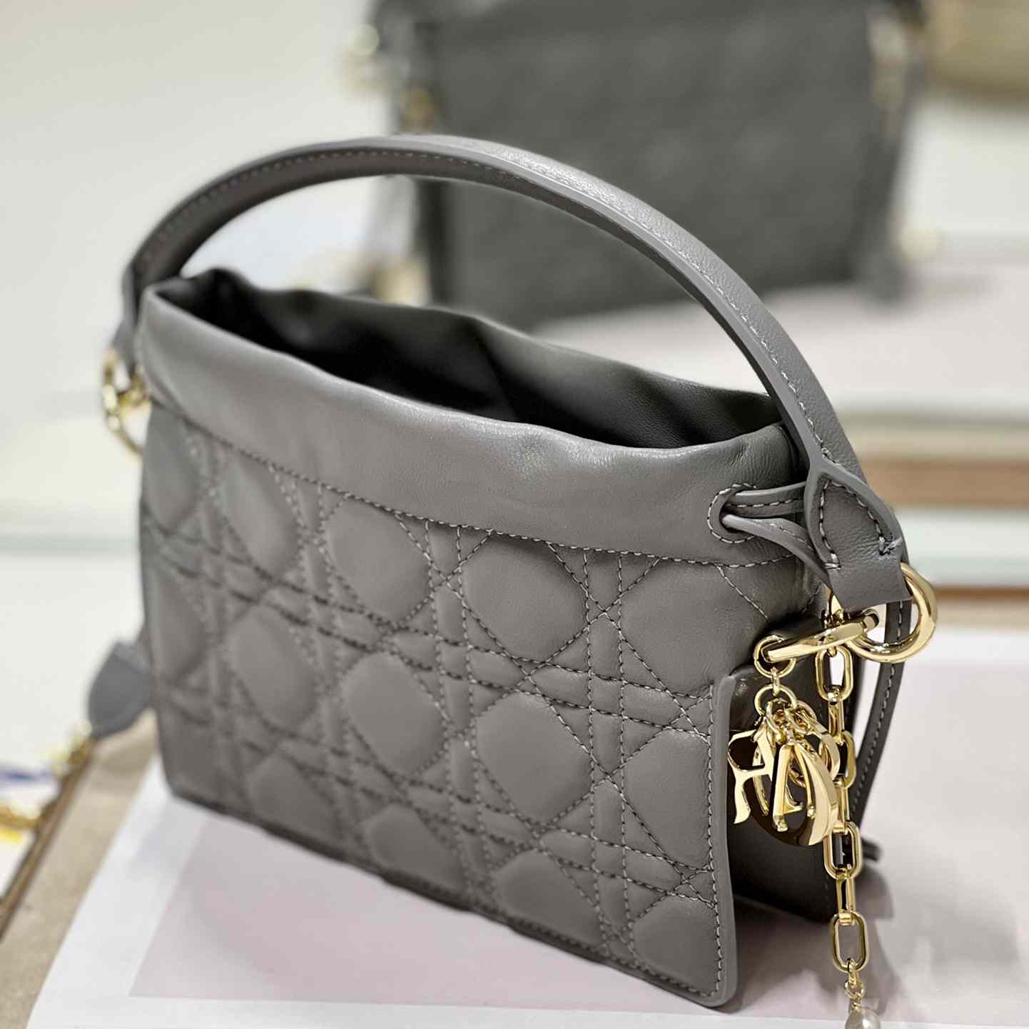 Dior Lady Dior Top Handle Drawstring Mini Bag - DesignerGu