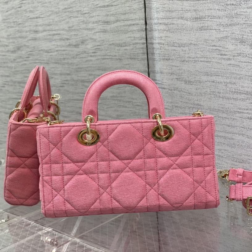 Dior Denim Macrocannage Lady D-Joy Pink(26*6*14cm) - DesignerGu