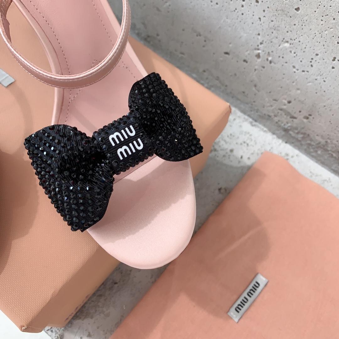 Miu Miu Satin Bow Sandals - DesignerGu