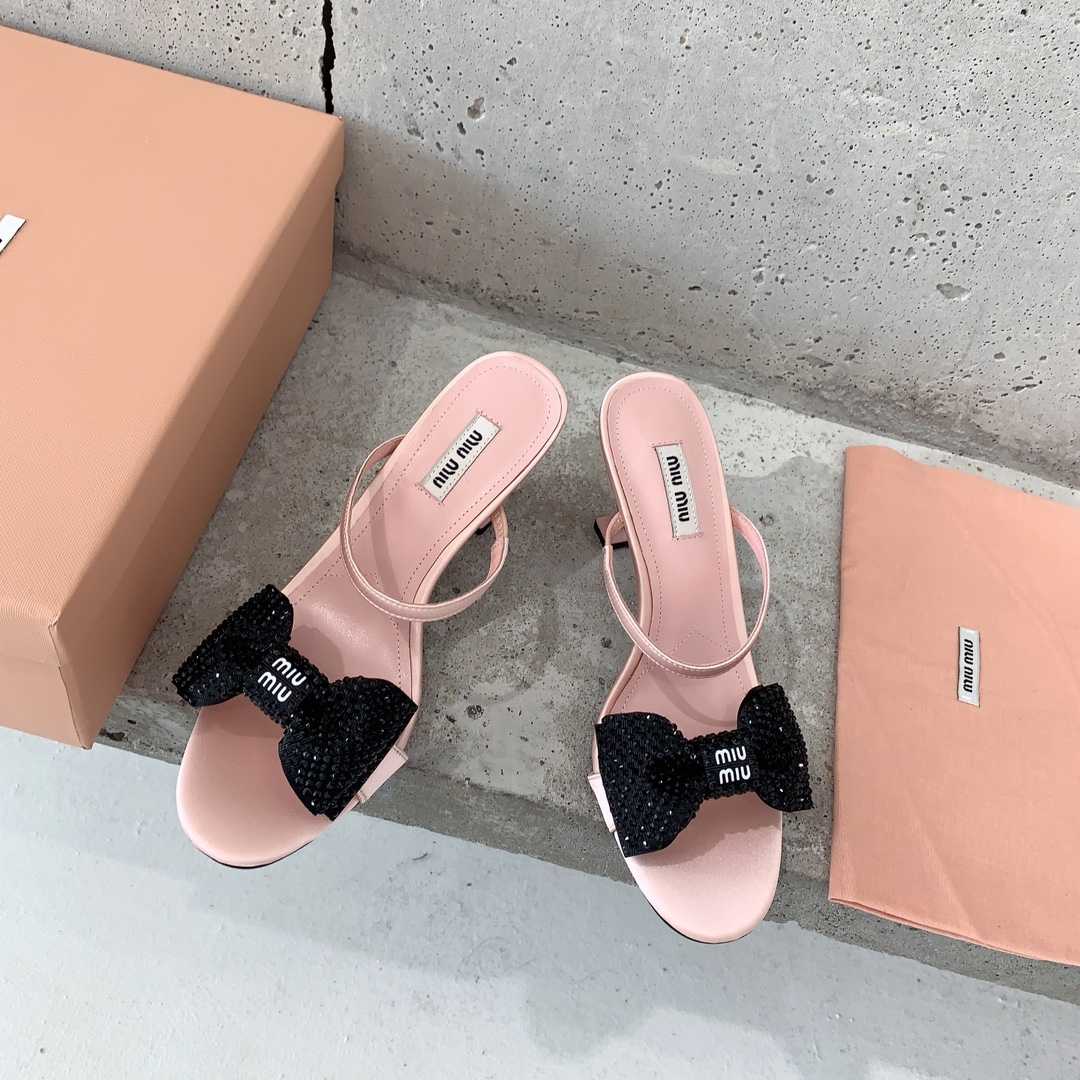 Miu Miu Satin Bow Sandals - DesignerGu