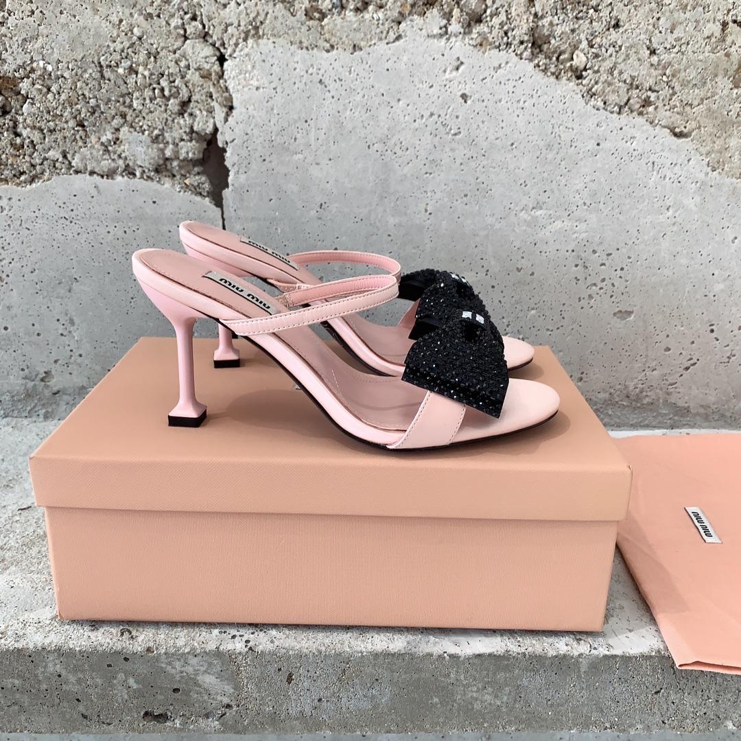 Miu Miu Satin Bow Sandals - DesignerGu