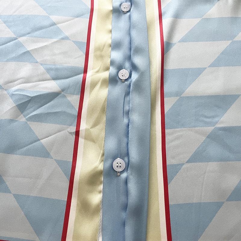 Casablanca Damiers Et Cygne Bleu Silk Shirt In Azzurro - DesignerGu