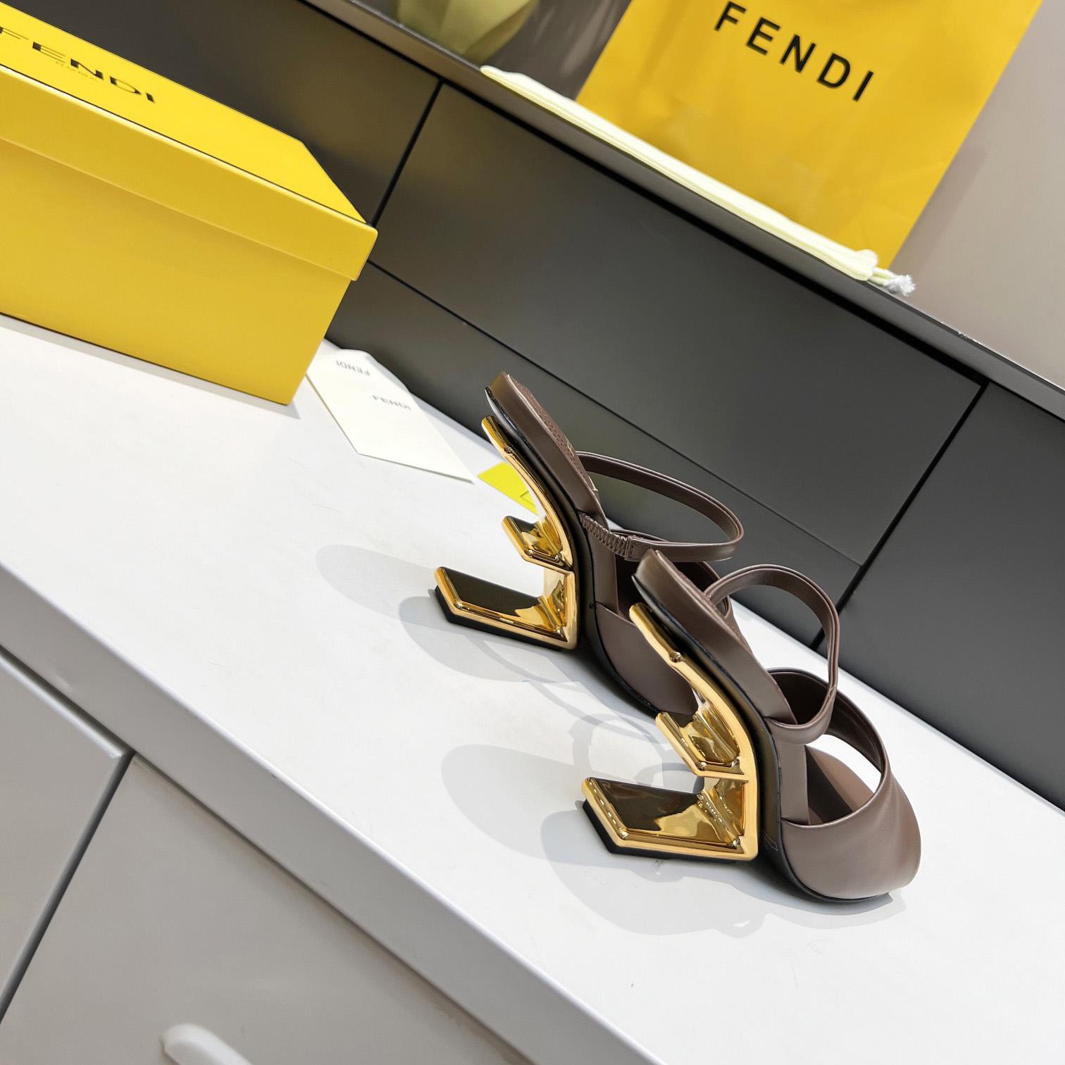 Fendi First Black Leather High-Heeled Sandals - DesignerGu