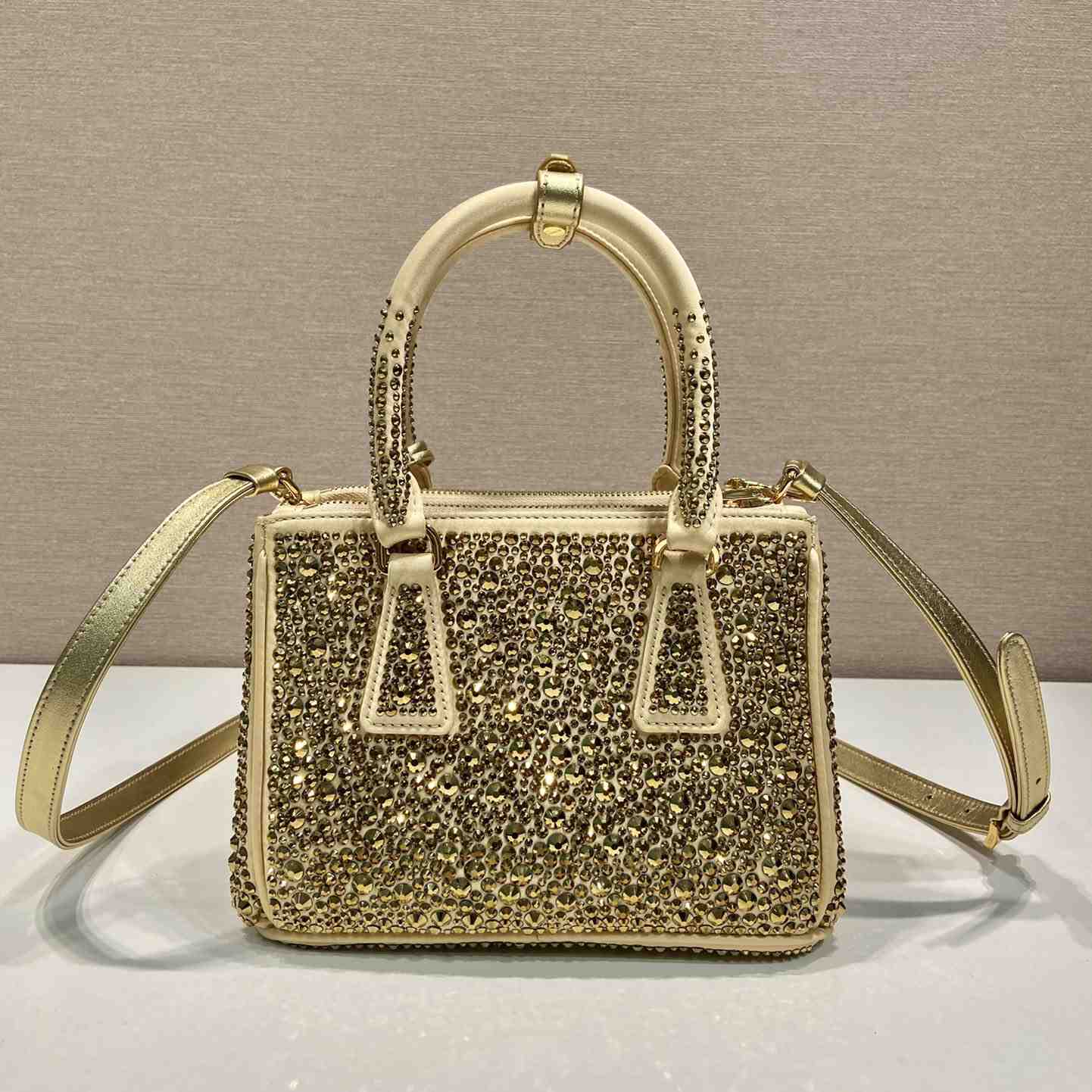 Prada Galleria Satin Mini-bag With Crystals - DesignerGu