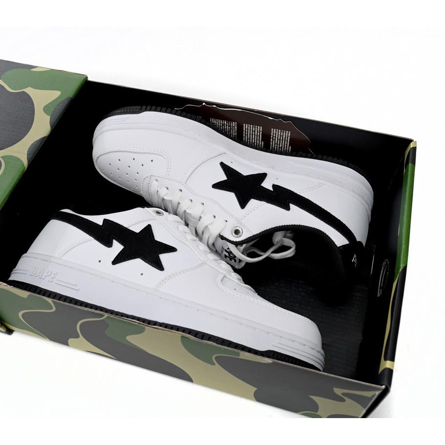 Bape Sta Sta Low White And Black Tick Sneaker     1173-191-912  - DesignerGu