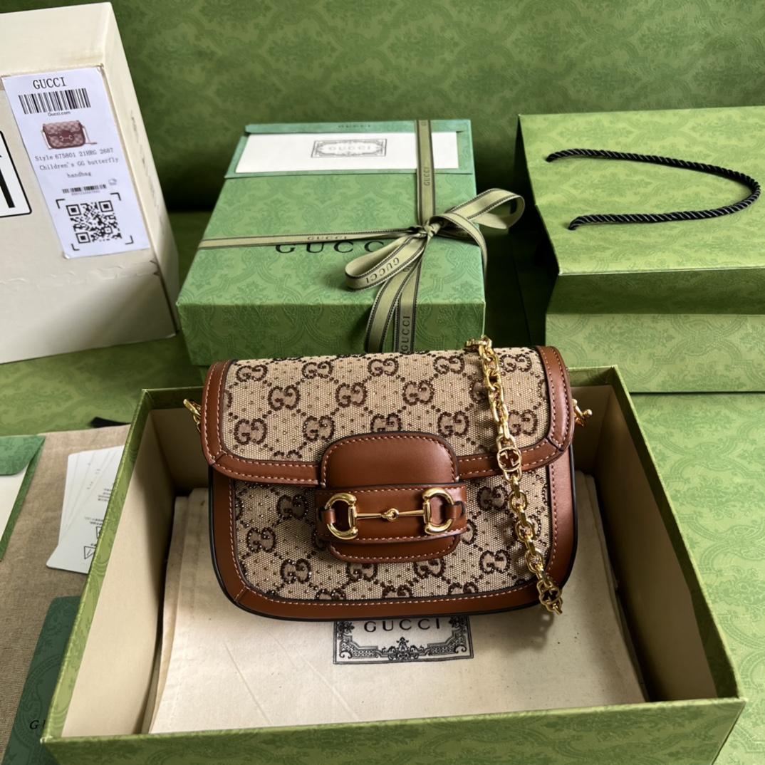 Gucci Horsebit 1955 GG Mini Bag(20.5x14x5cm)   - DesignerGu