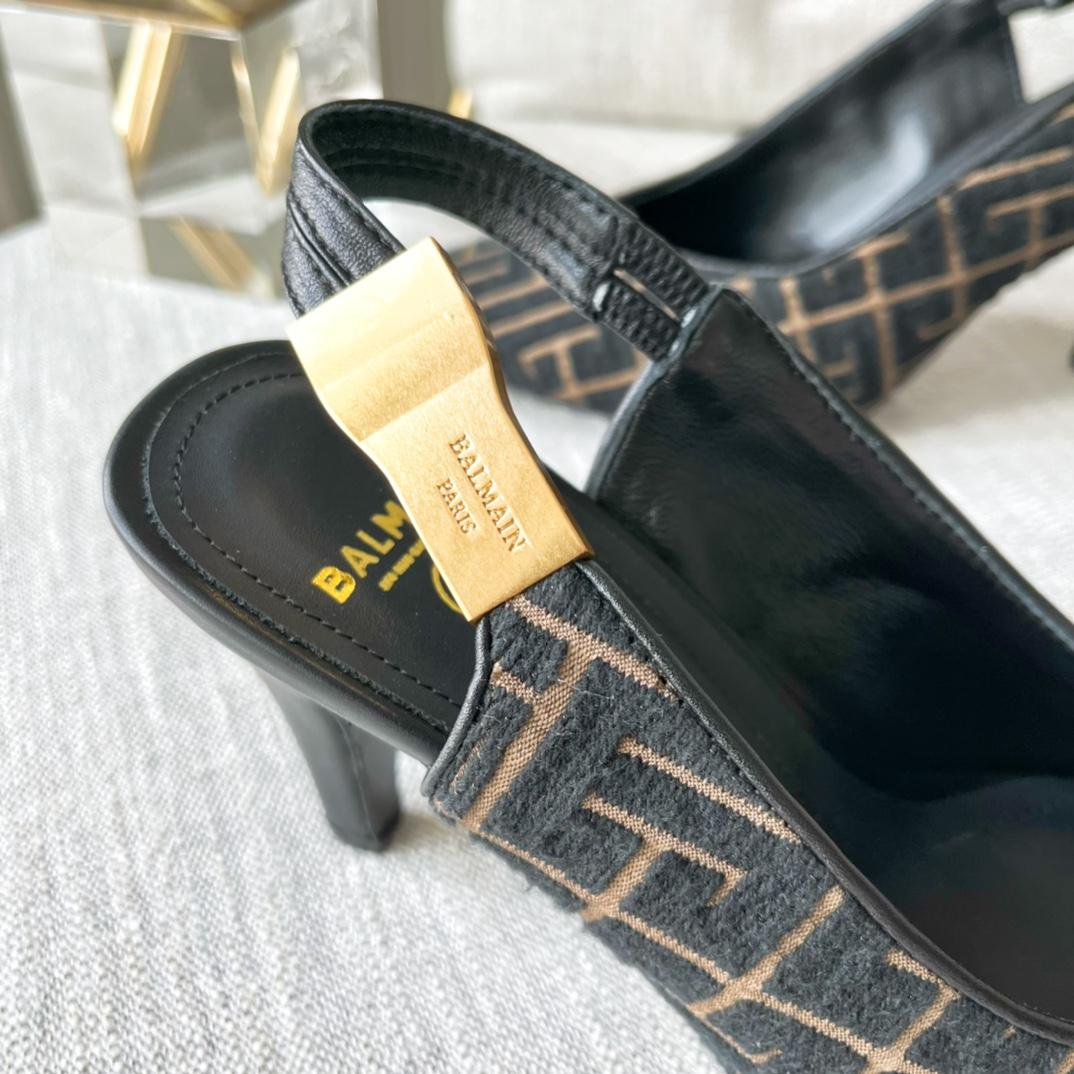 Balmain Monogram-pattern slingback Pumps - DesignerGu