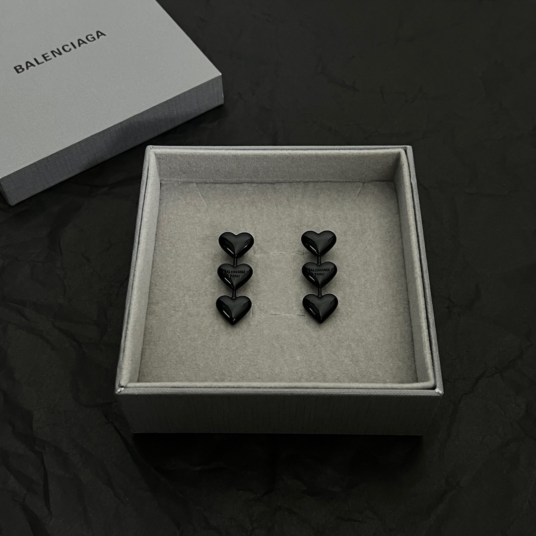 Balenciaga Women's Heart Earrings In Black - DesignerGu