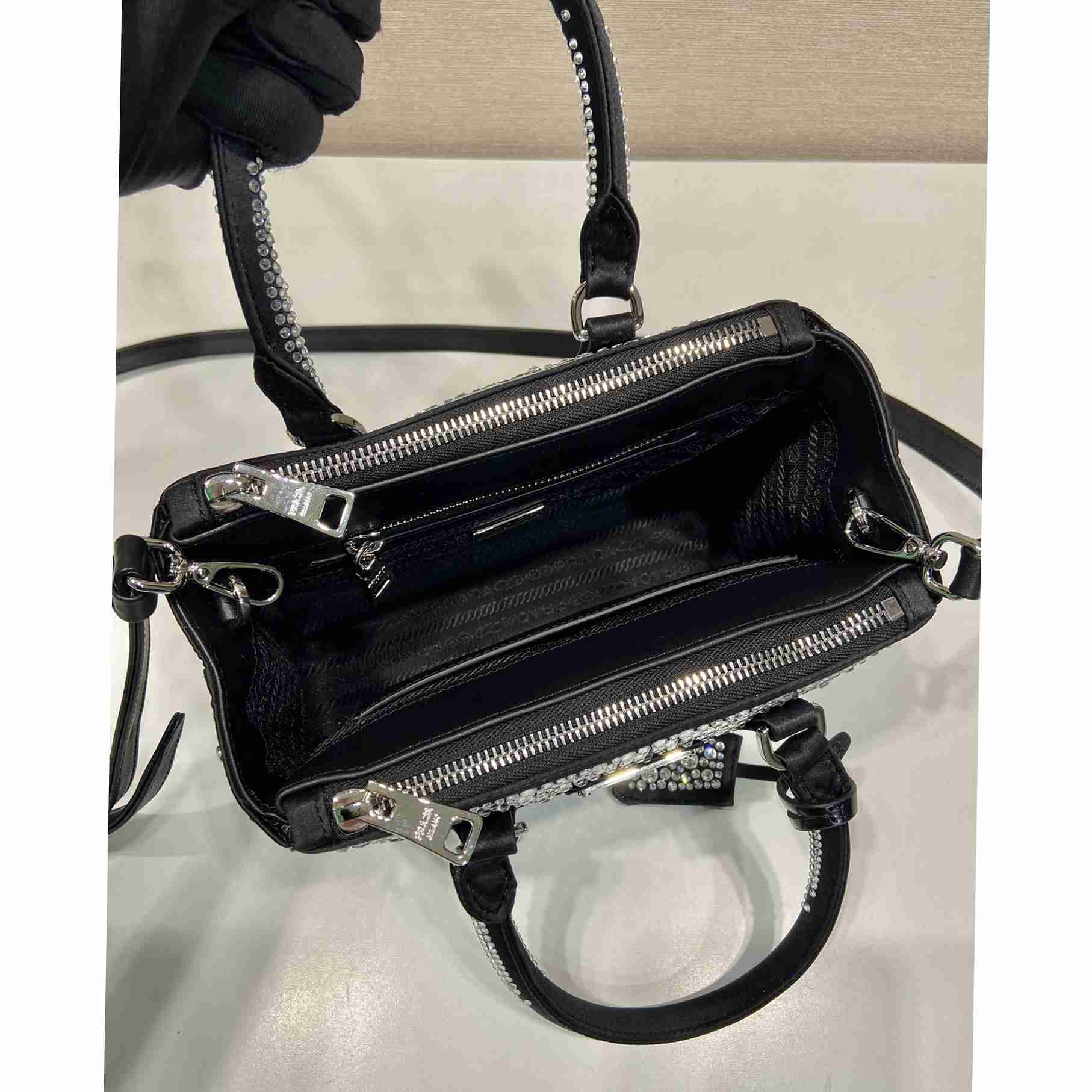 Prada Galleria Satin Mini-bag With Crystals - DesignerGu