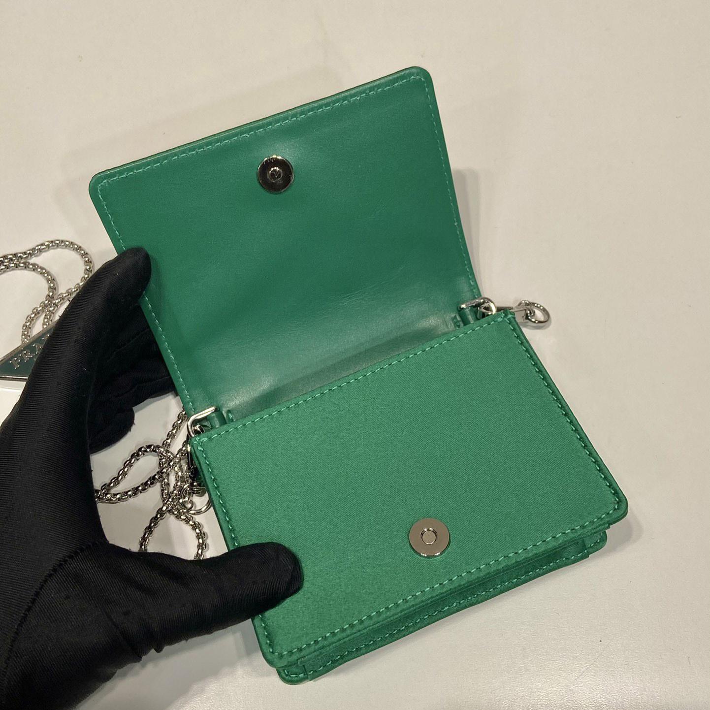 Prada Cardholder With Shoulder Strap And Crystals - DesignerGu