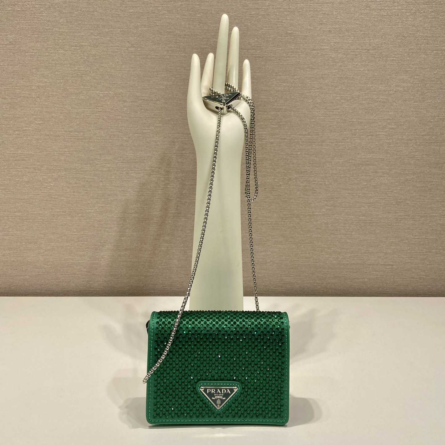 Prada Cardholder With Shoulder Strap And Crystals - DesignerGu