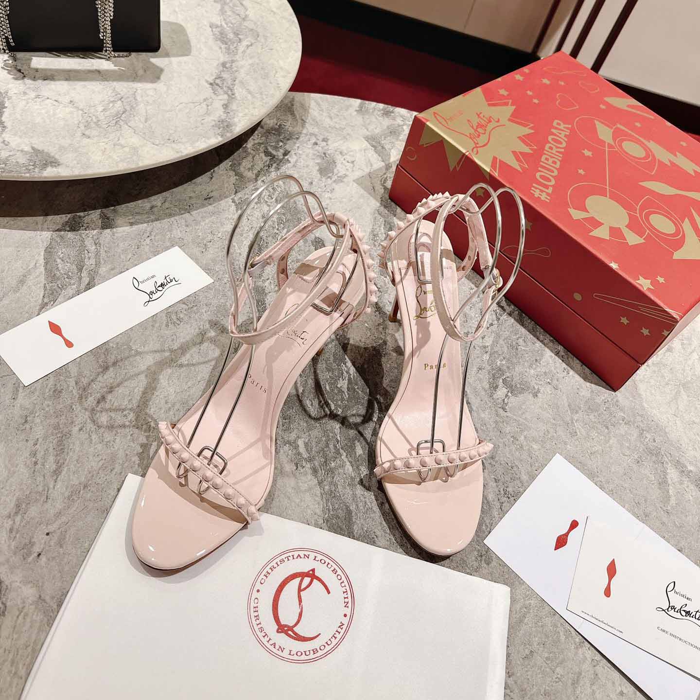 Christian Louboutin Nudes Rosalie Leather Sandals - DesignerGu