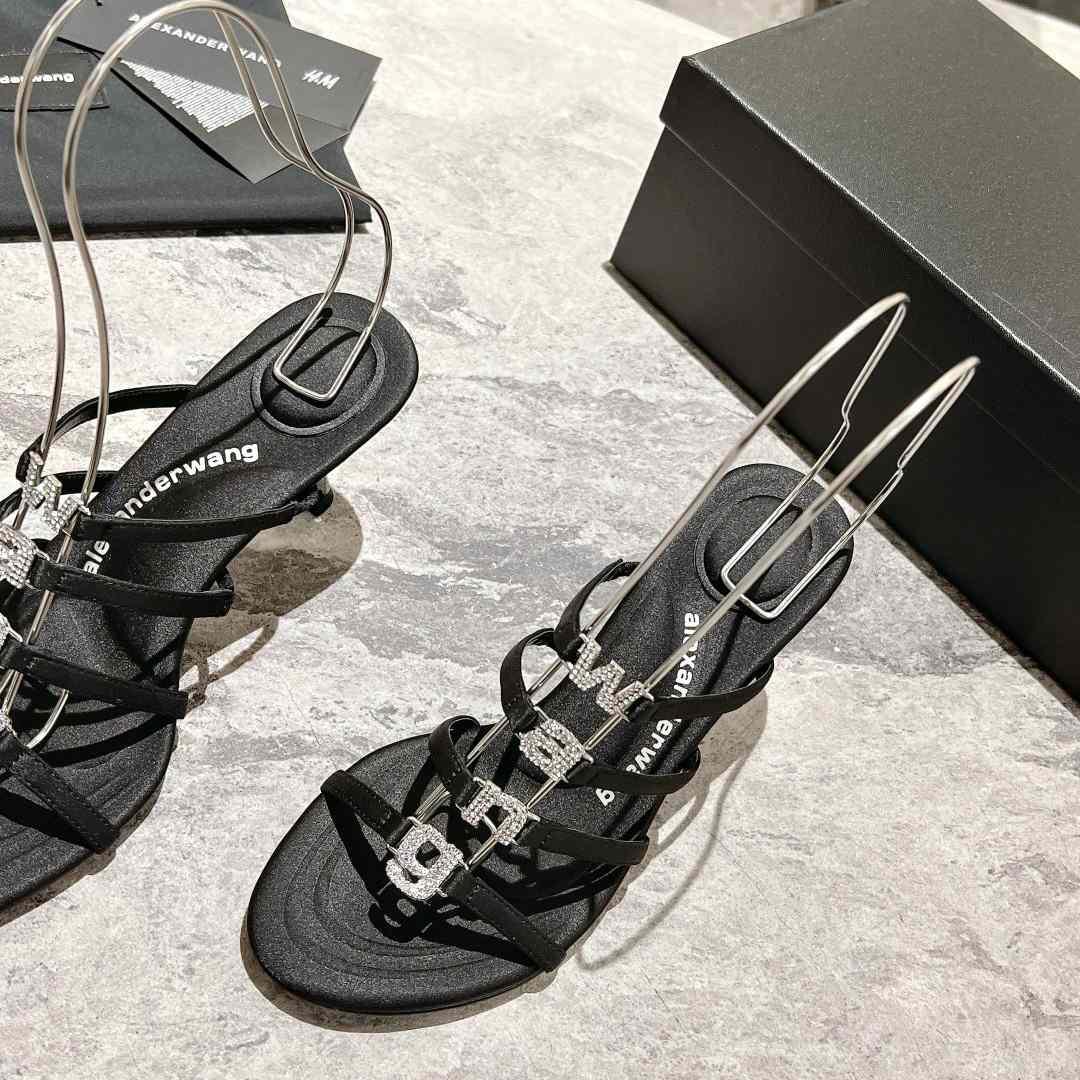 Alexander Wang Nala 65/80 Logo Sandal In Satin - DesignerGu