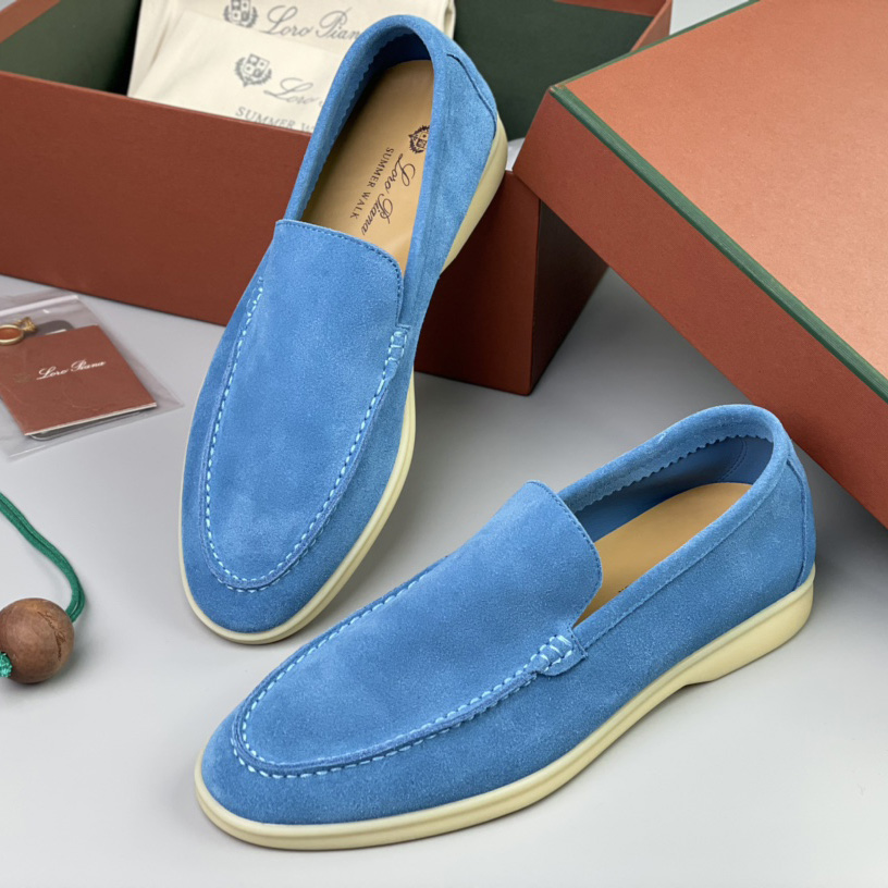 Loro Piana Summer Walk Loafers In Blue - DesignerGu