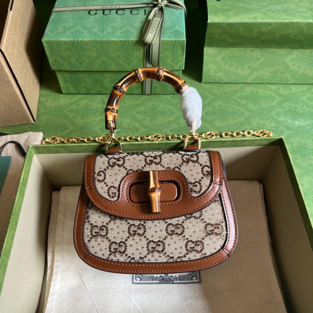 Gucci Bamboo 1947 Mini Top Handle Bag(17-12.5-8cm)   - DesignerGu