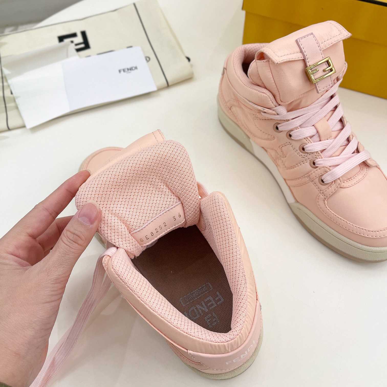 Fendi Match Pink Nylon High-Tops Sneaker - DesignerGu