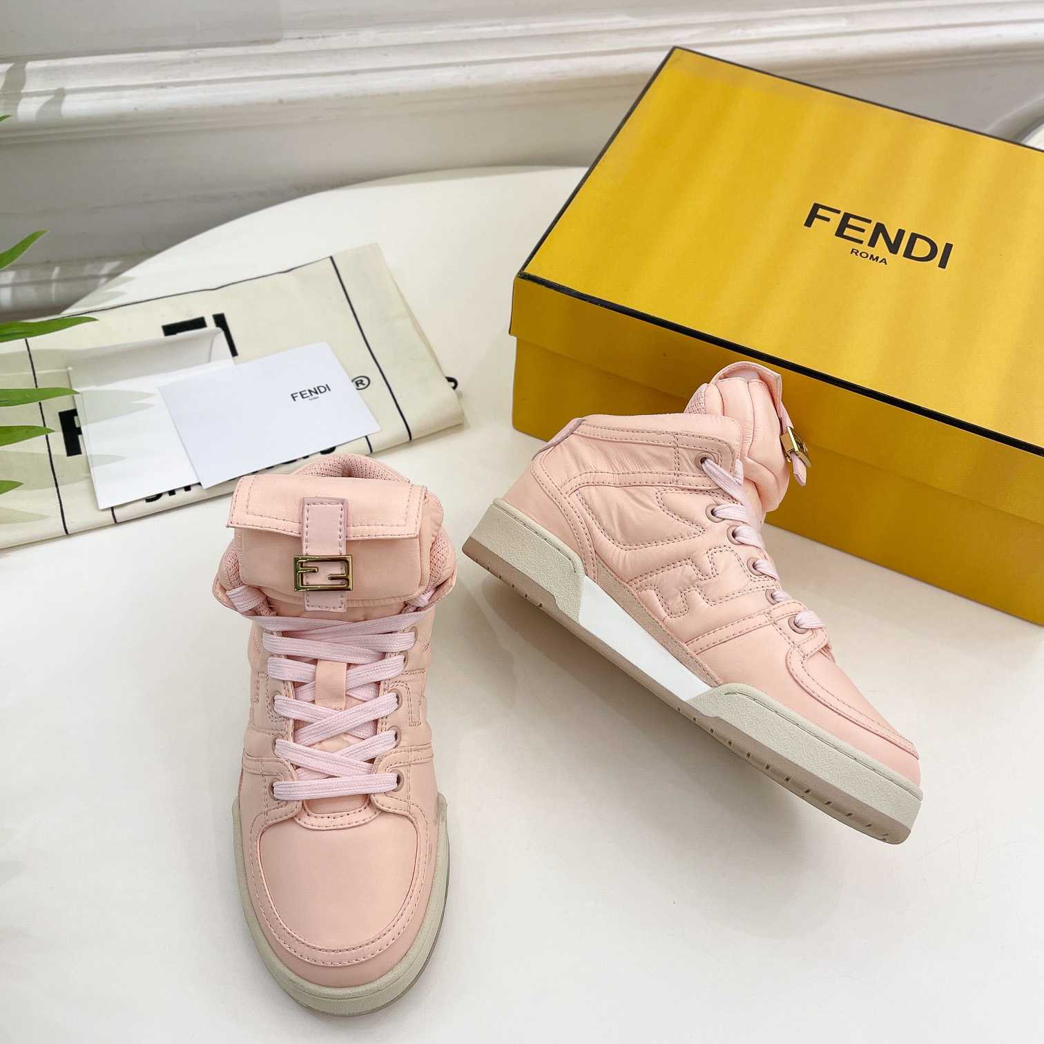 Fendi Match Pink Nylon High-Tops Sneaker - DesignerGu