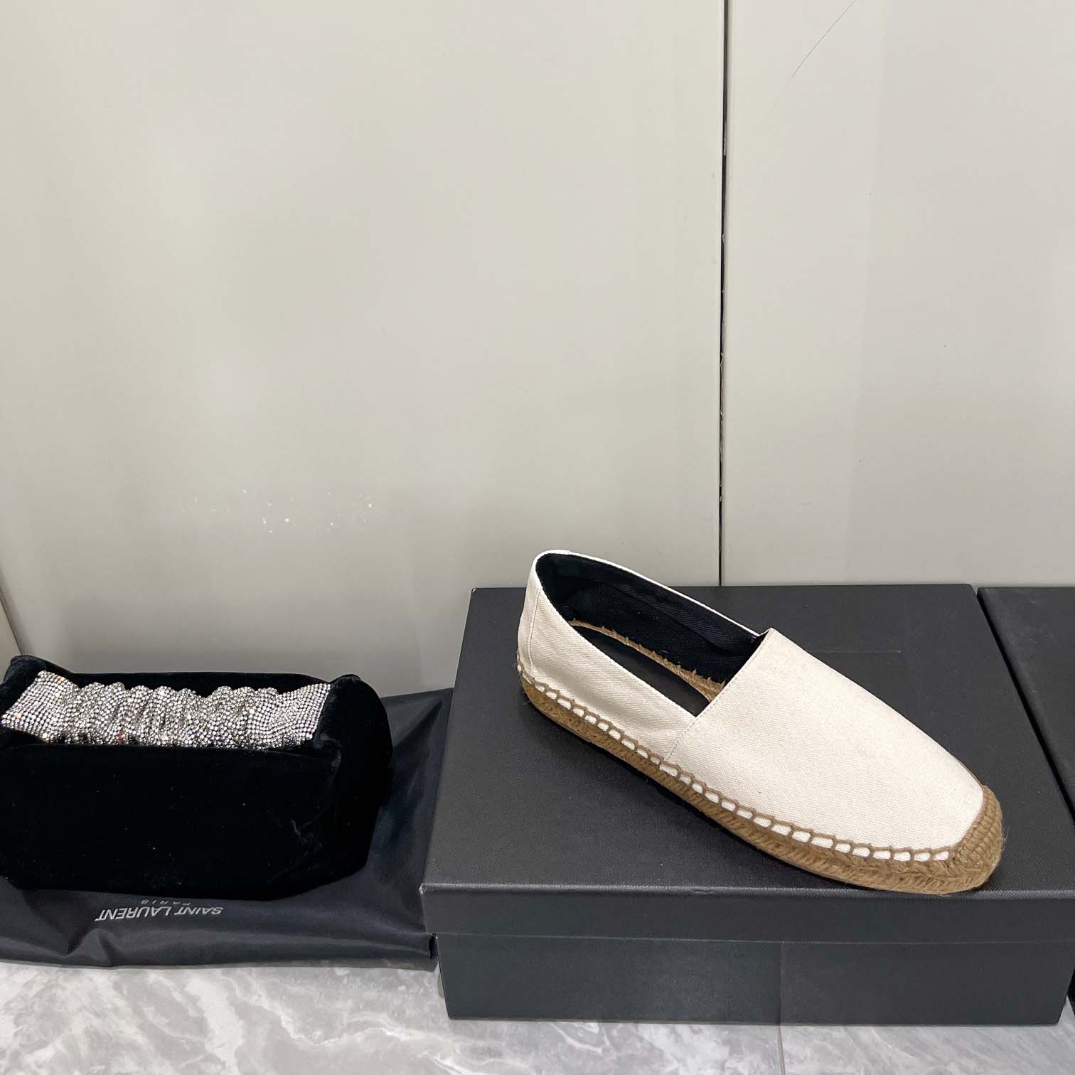 Saint Laurent Cassandre Embroidered Espadrilles In Canvas - DesignerGu