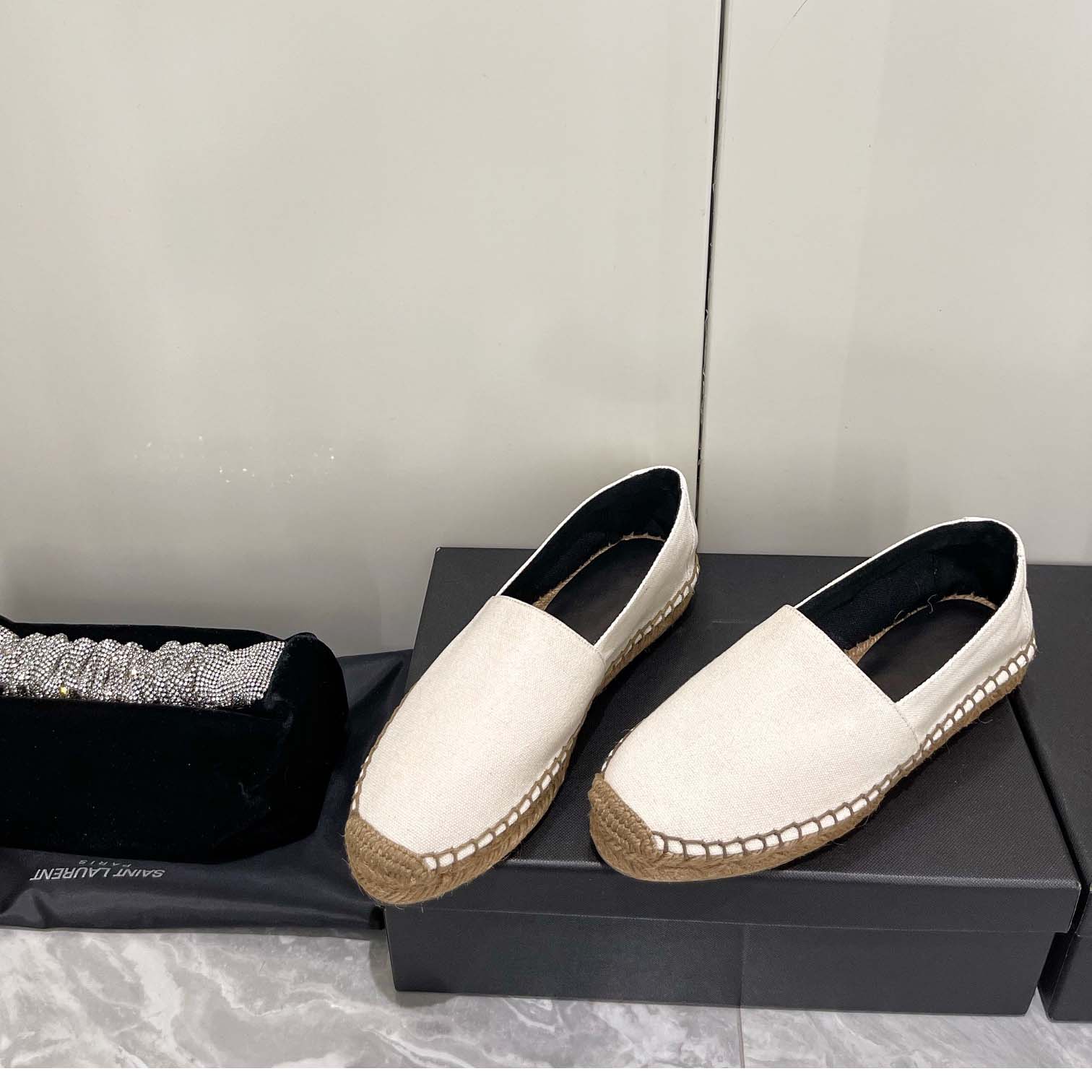 Saint Laurent Cassandre Embroidered Espadrilles In Canvas - DesignerGu