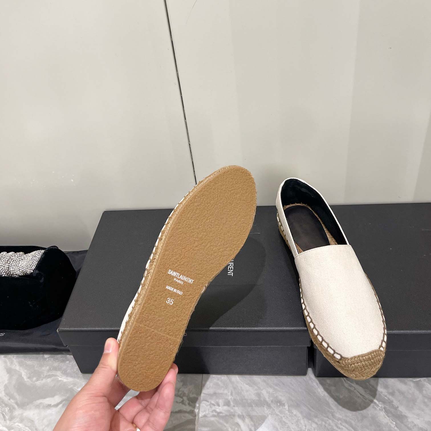 Saint Laurent Cassandre Embroidered Espadrilles In Canvas - DesignerGu