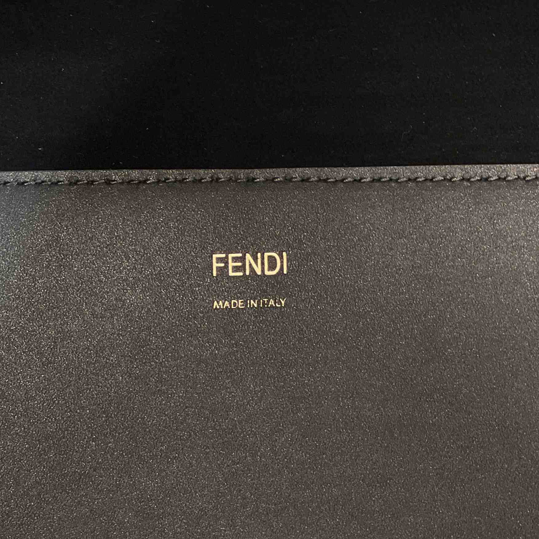 Fendi Sunshine Medium Dark Gray Leather And Elaphe Shopper - DesignerGu