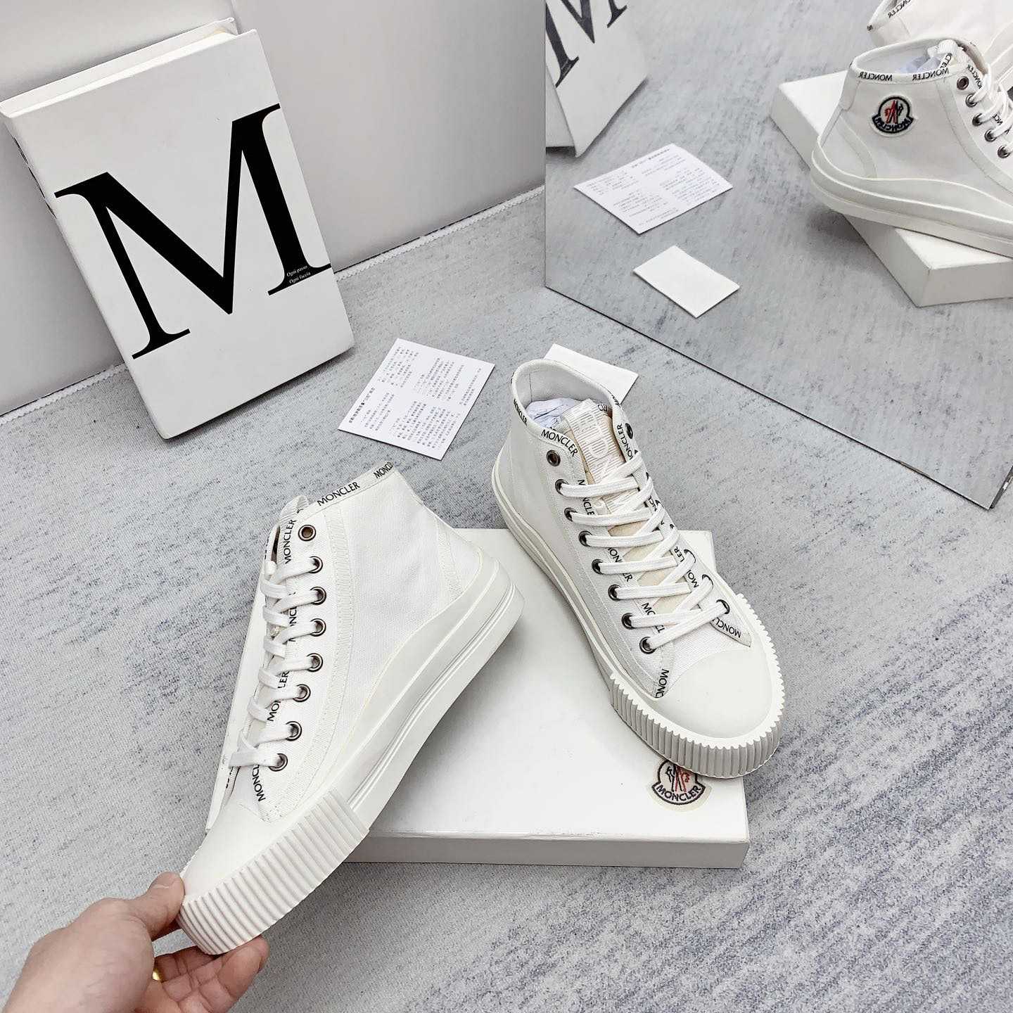 Moncler White Lissex Sneakers - DesignerGu