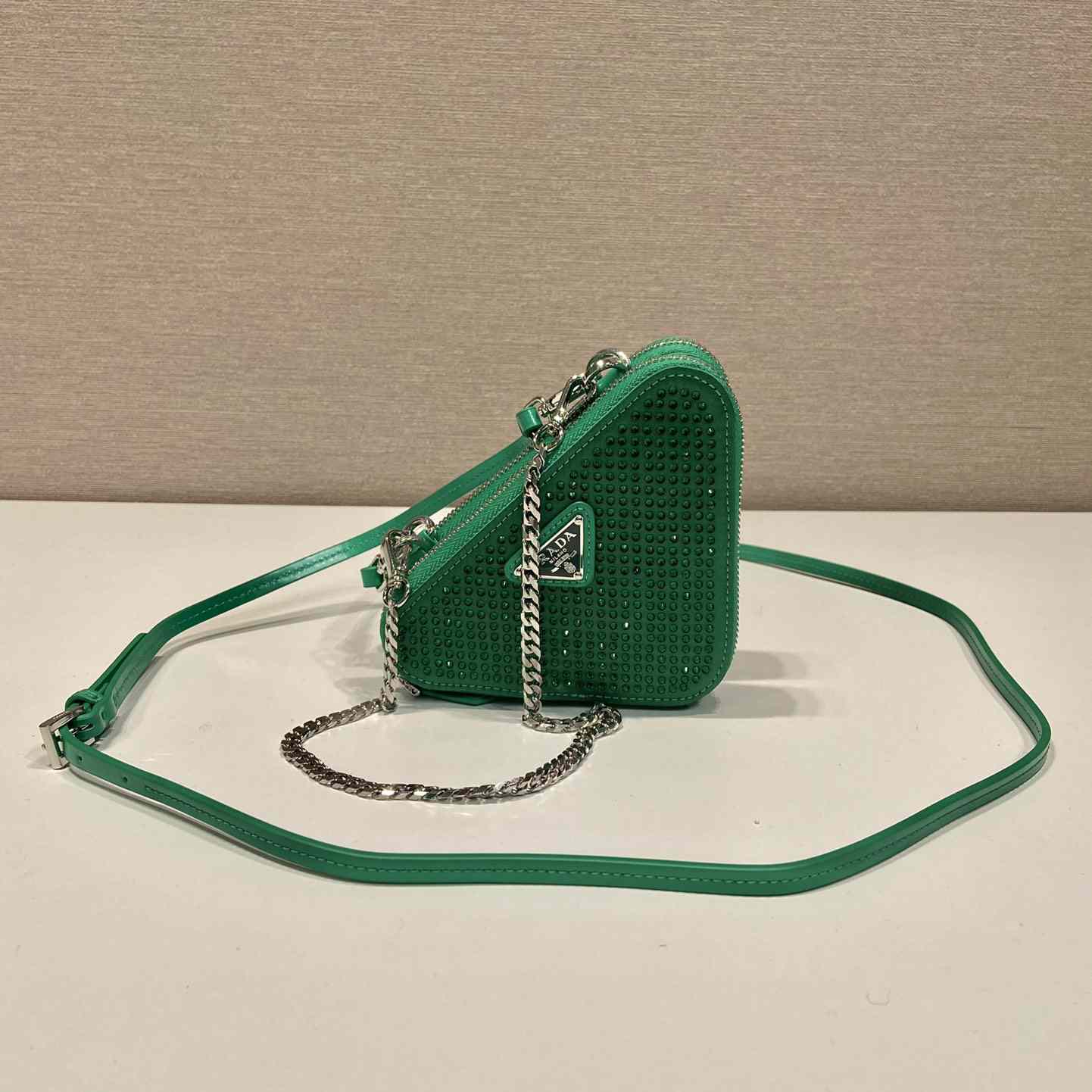 Prada Embellished Satin And Leather Mini-Pouch - DesignerGu