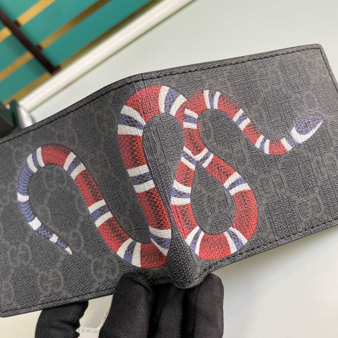 Gucci Kingsnake Print GG Supreme Wallet(11-9-1.5cm)    - DesignerGu