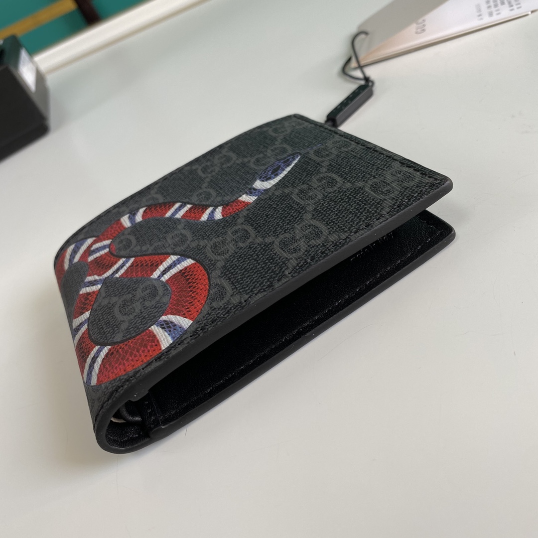 Gucci Kingsnake Print GG Supreme Wallet(11-9-1.5cm)    - DesignerGu