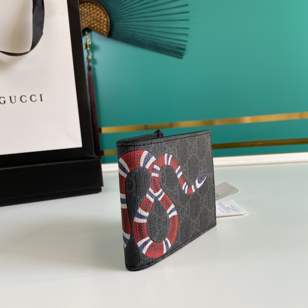 Gucci Kingsnake Print GG Supreme Wallet(11-9-1.5cm)    - DesignerGu