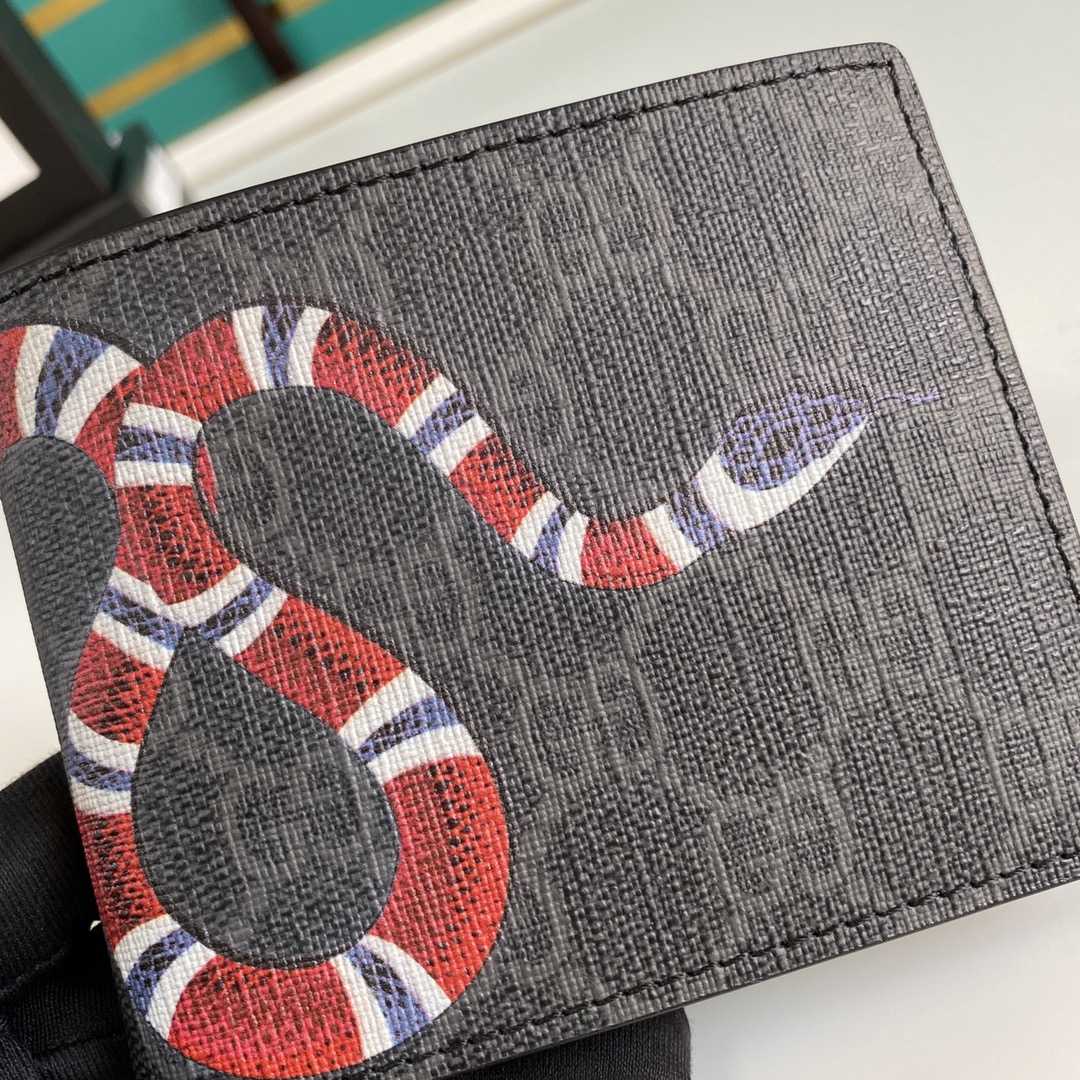 Gucci Kingsnake Print GG Supreme Wallet(11-9-1.5cm)    - DesignerGu