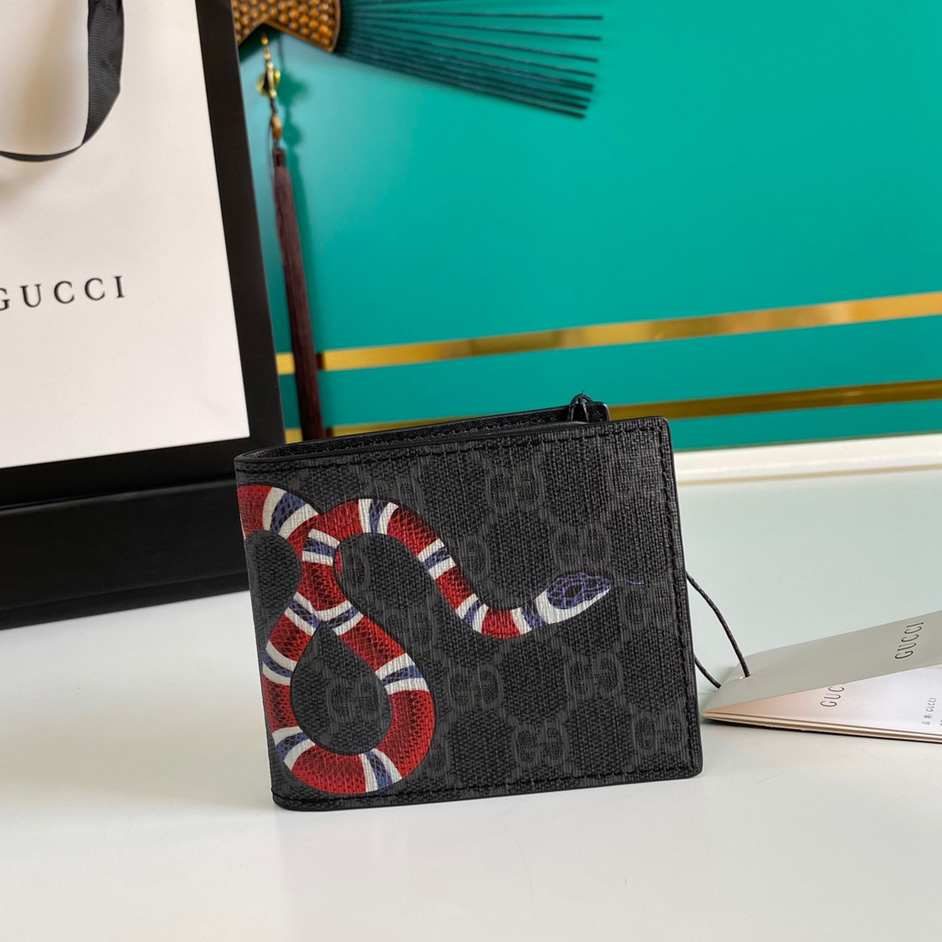 Gucci Kingsnake Print GG Supreme Wallet(11-9-1.5cm)    - DesignerGu