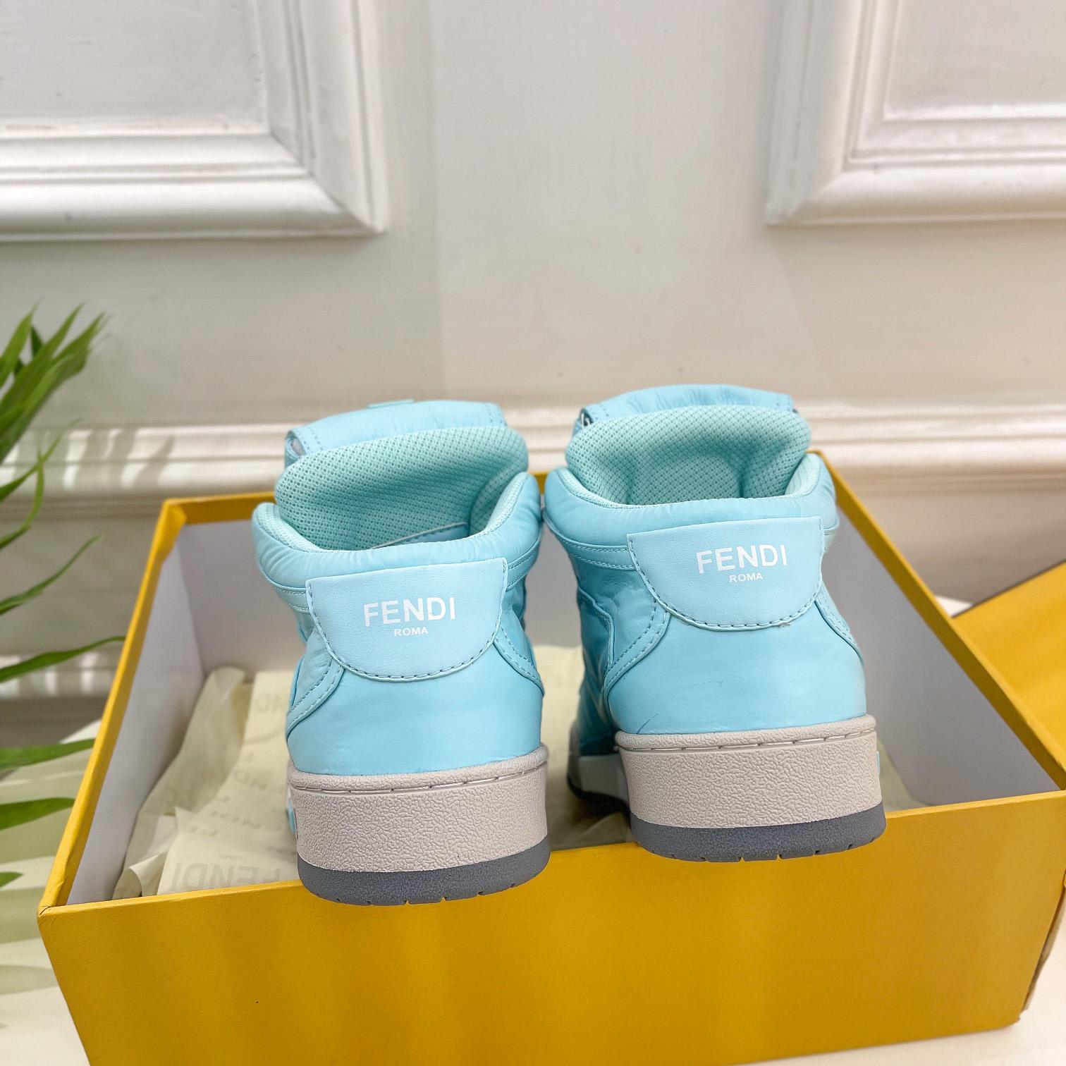 Fendi Match Turquoise Nylon High-Tops Sneaker - DesignerGu