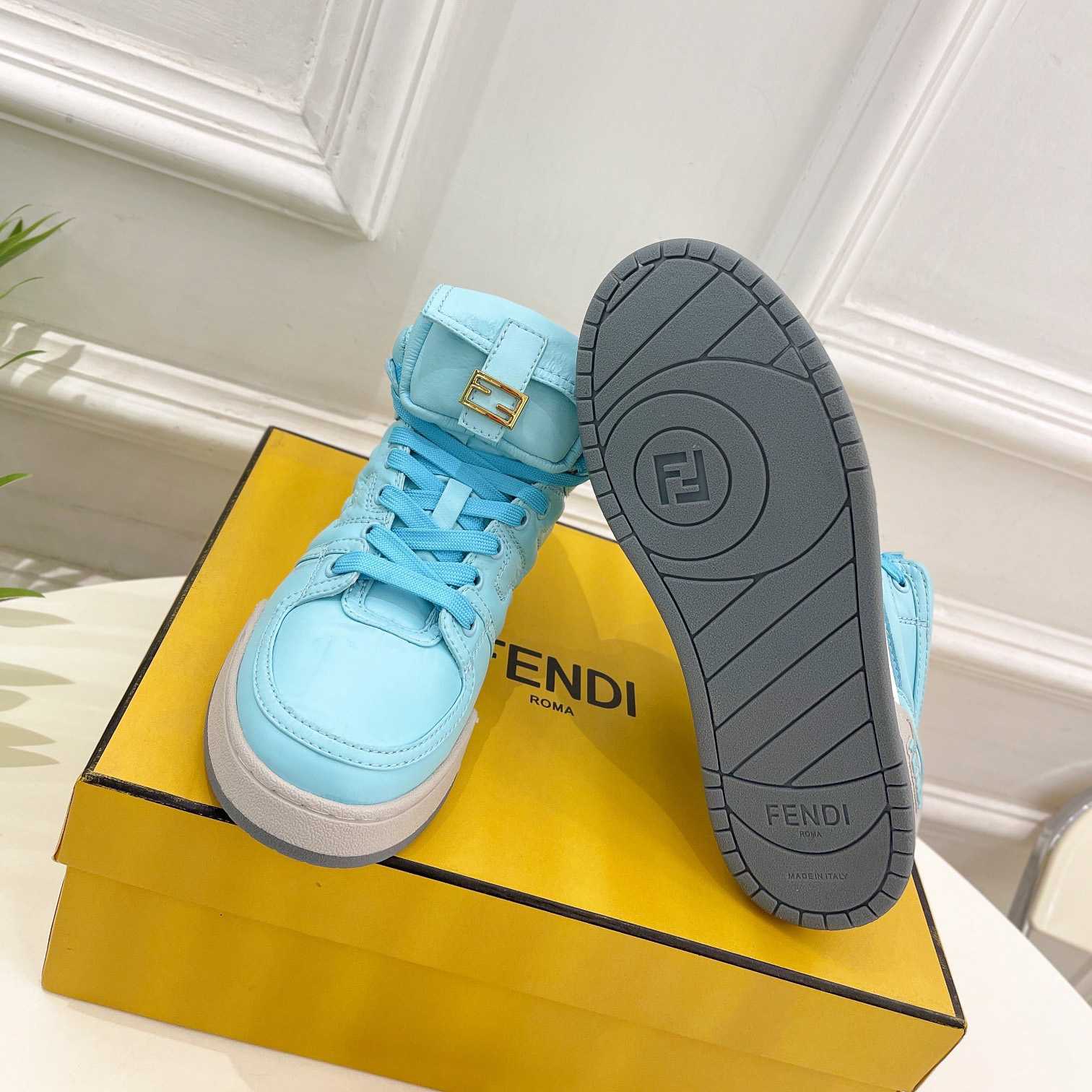 Fendi Match Turquoise Nylon High-Tops Sneaker - DesignerGu