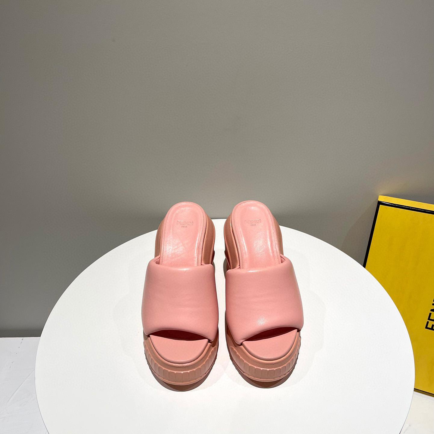 Fendi Fashion Show Pink Nappa Leather Slides - DesignerGu