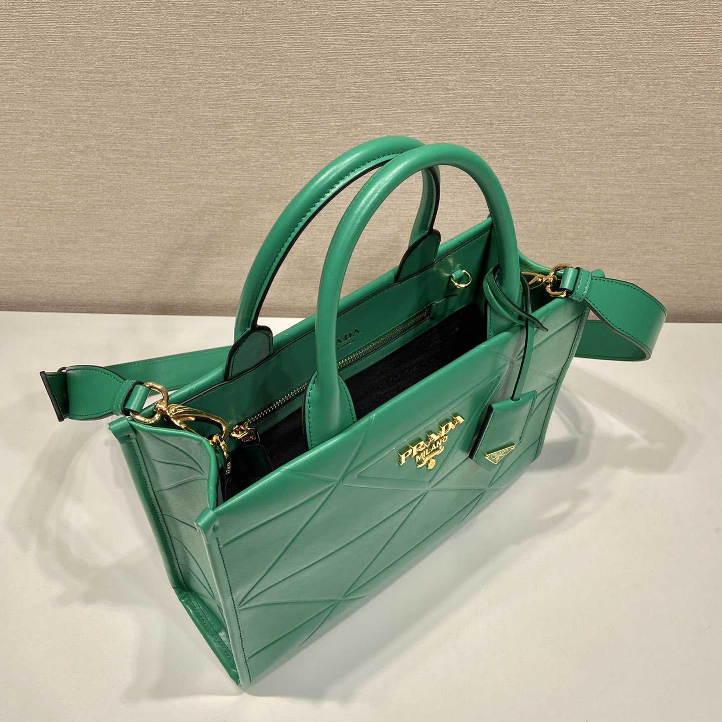 Prada Small Leather Prada Symbole Bag With Topstitching - DesignerGu