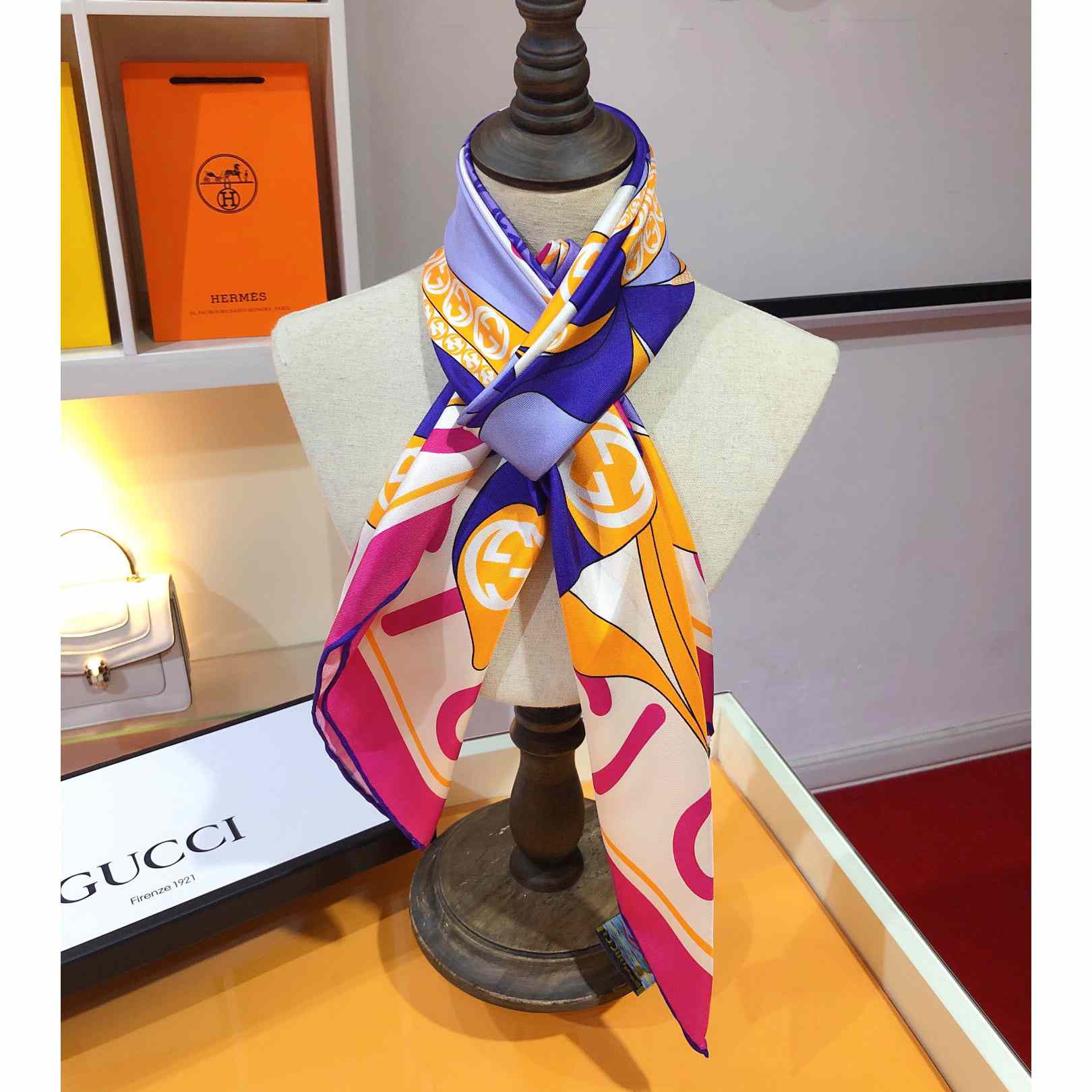 Gucci Maxi Flower Print Silk Scarf - DesignerGu