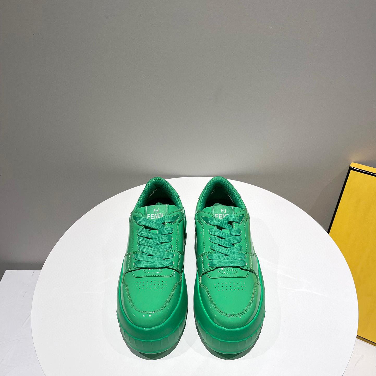 Fendi Fashion Show Green Leather Low-Tops Sneaker  - DesignerGu