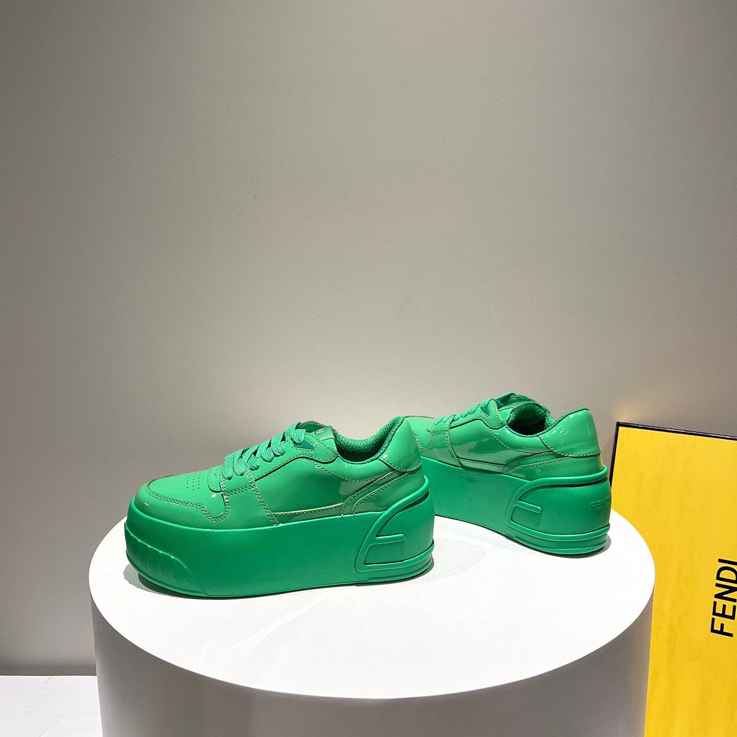 Fendi Fashion Show Green Leather Low-Tops Sneaker  - DesignerGu