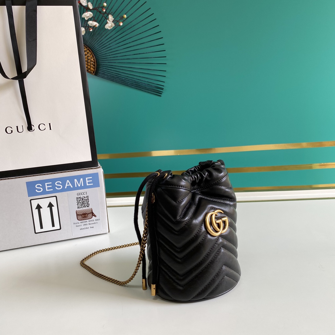 Gucci GG Marmont Mini Bucket Bag(19-17cm) - DesignerGu