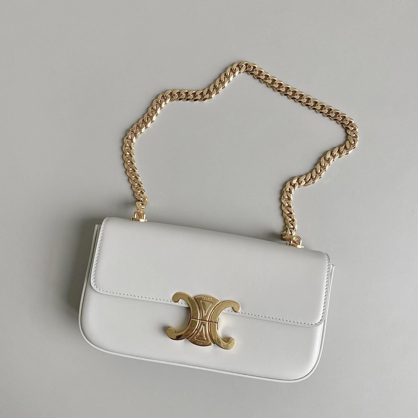 Celine Chain Shoulder Bag Triomphe In Shiny Calfskin - DesignerGu