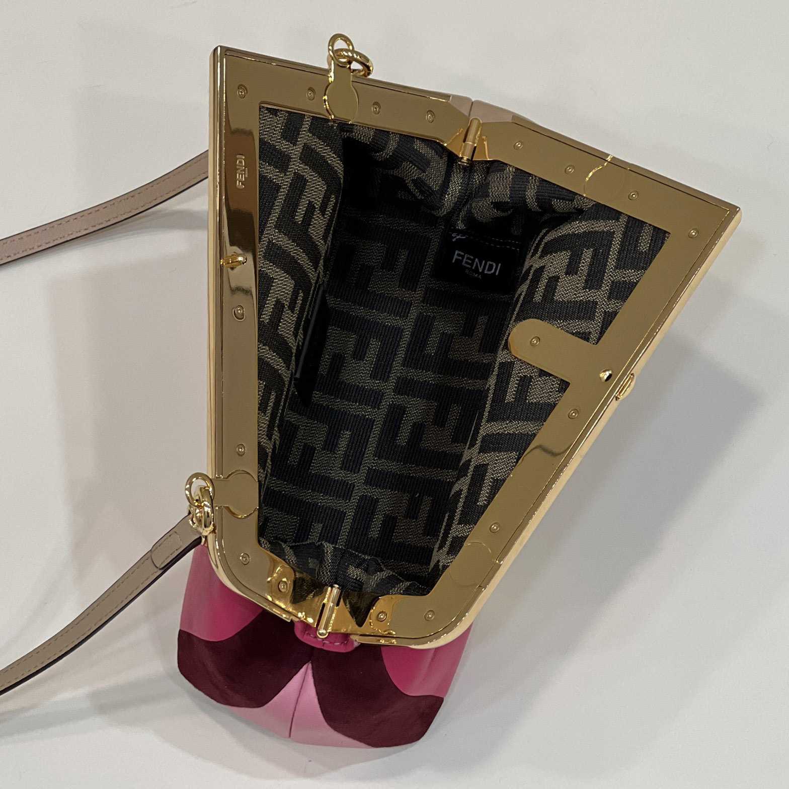 Fendi First Small Leather Bag With Multicolour Inlay - DesignerGu