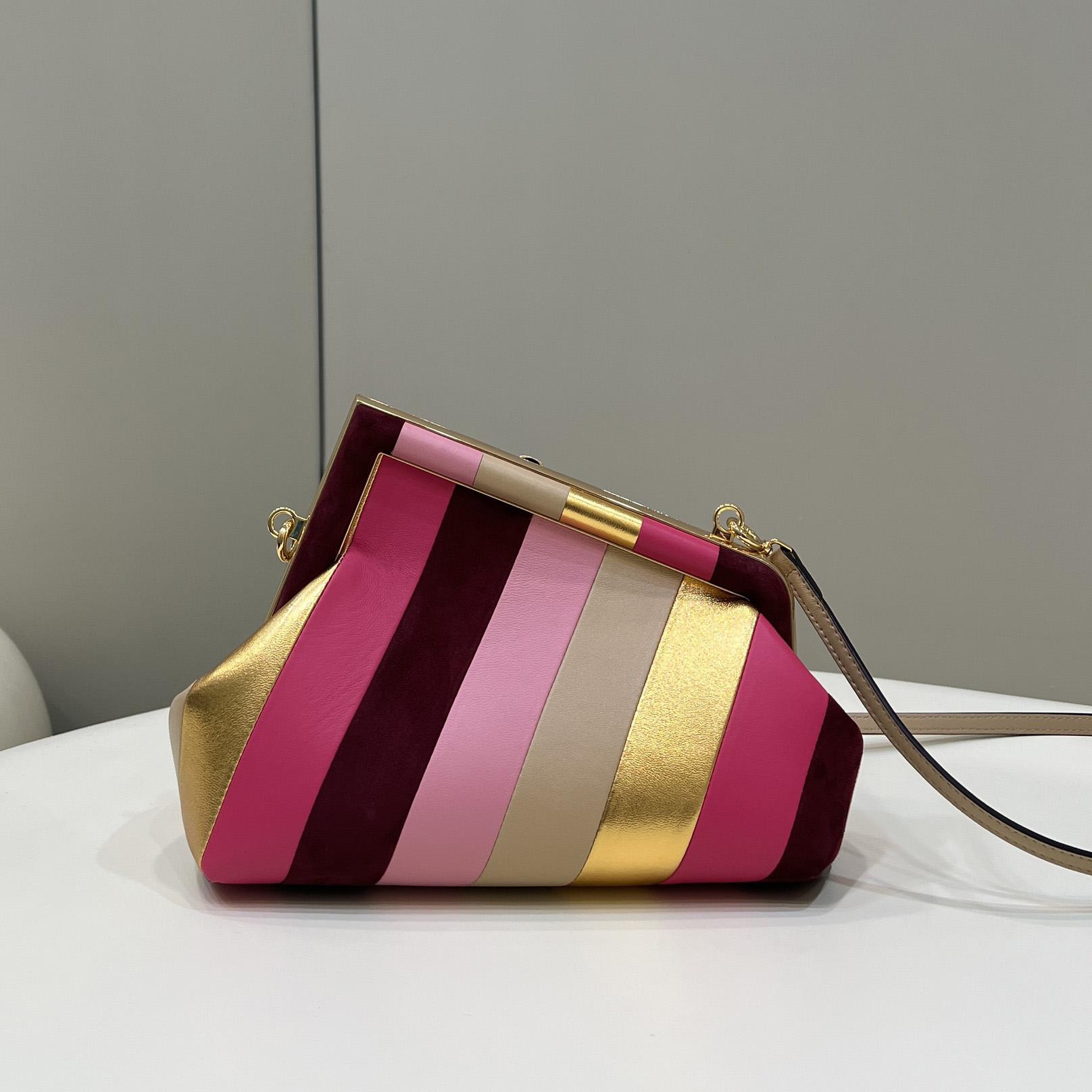 Fendi First Small Leather Bag With Multicolour Inlay - DesignerGu