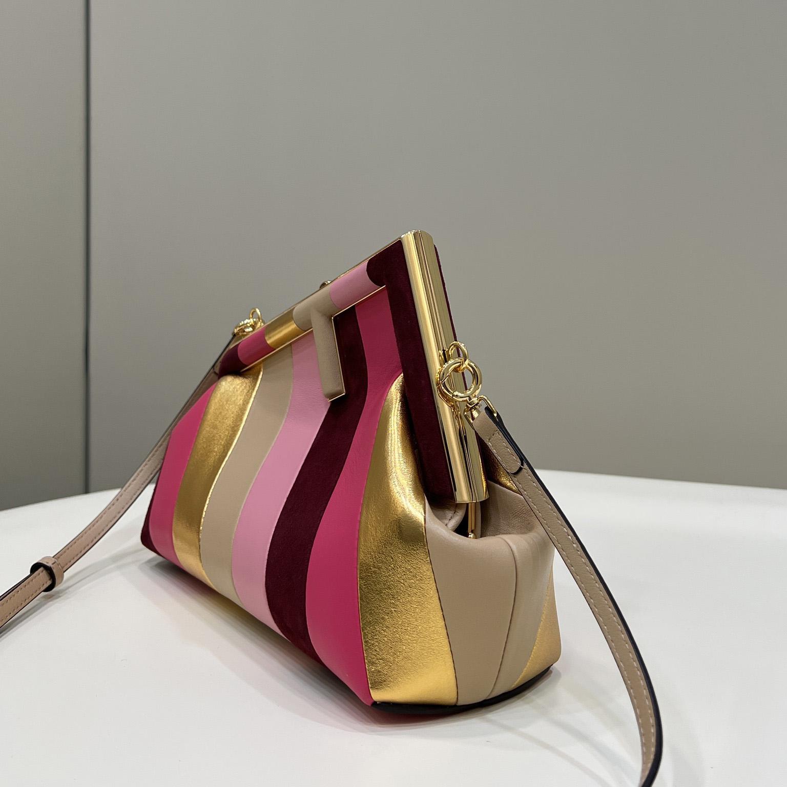 Fendi First Small Leather Bag With Multicolour Inlay - DesignerGu